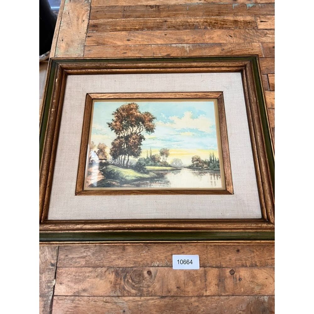 Vintage Collectable Landscape Lithograph Print Framed 19x17" By L Benard - Picture 12 of 16